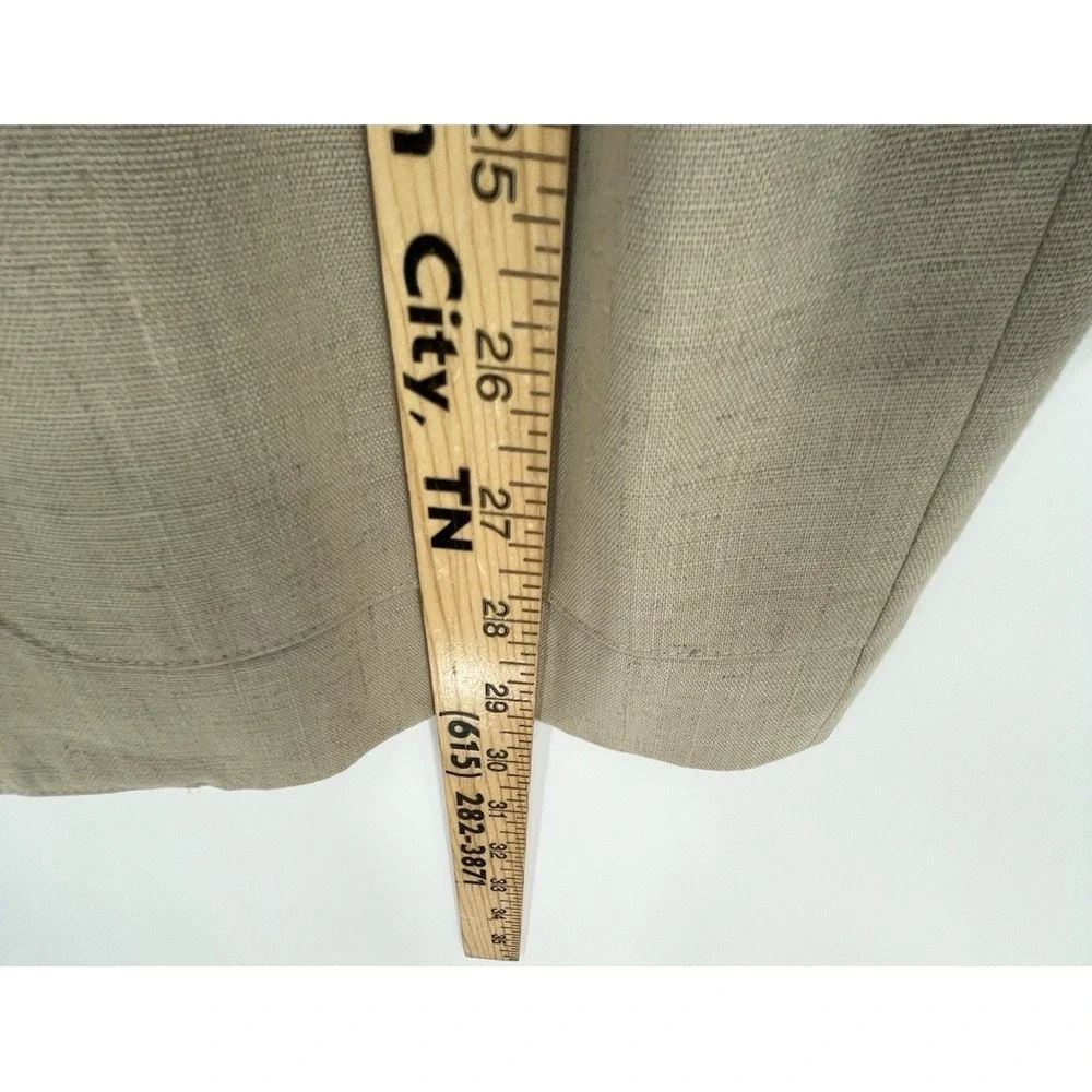 Kim Rogers Womens Skirt Suit Tan Jacket 14P Pleated‎ Skirt 16 Linen Blend